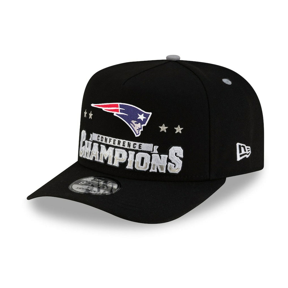 New England Patriots New Era 2025 AFC Champions Locker Room Trophy Collection A-Frame 9FIFTY Snapback Hat - Black sale