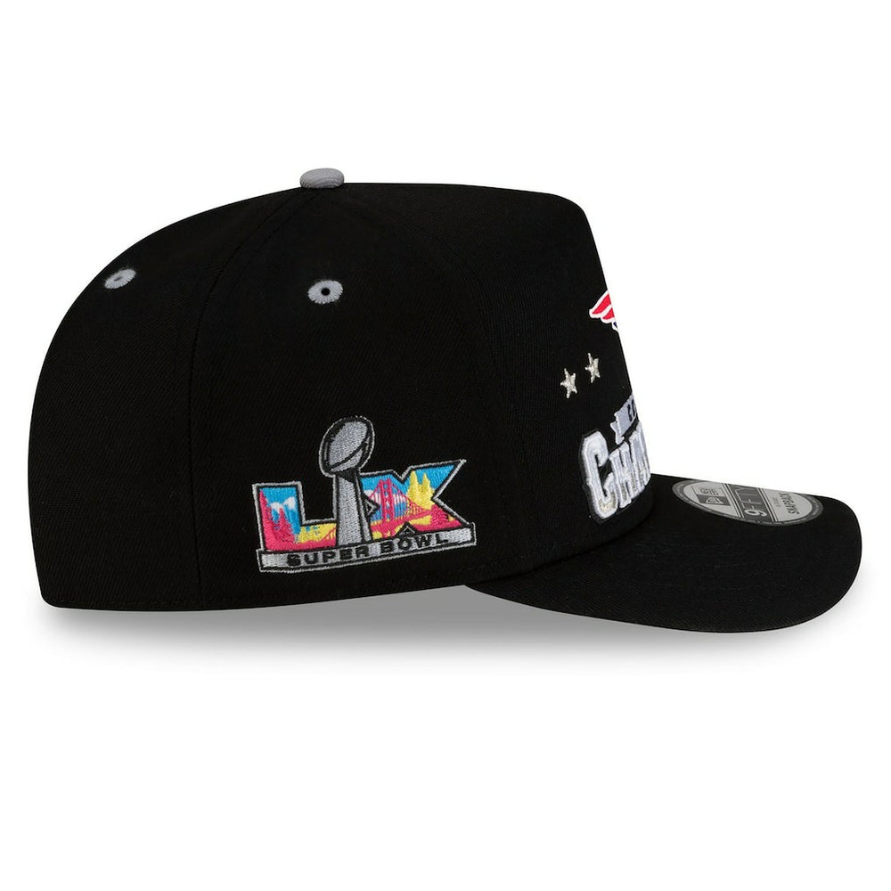 New England Patriots New Era 2025 AFC Champions Locker Room Trophy Collection A-Frame 9FIFTY Snapback Hat - Black sale