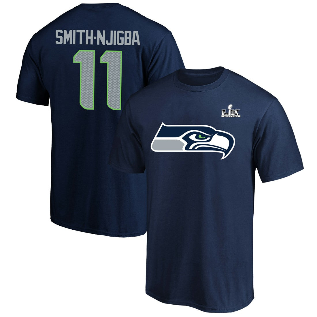 Jaxon Smith-Njigba Seattle Seahawks Super Bowl LX Patch Big & Tall Name & Number T-Shirt - College Navy discount