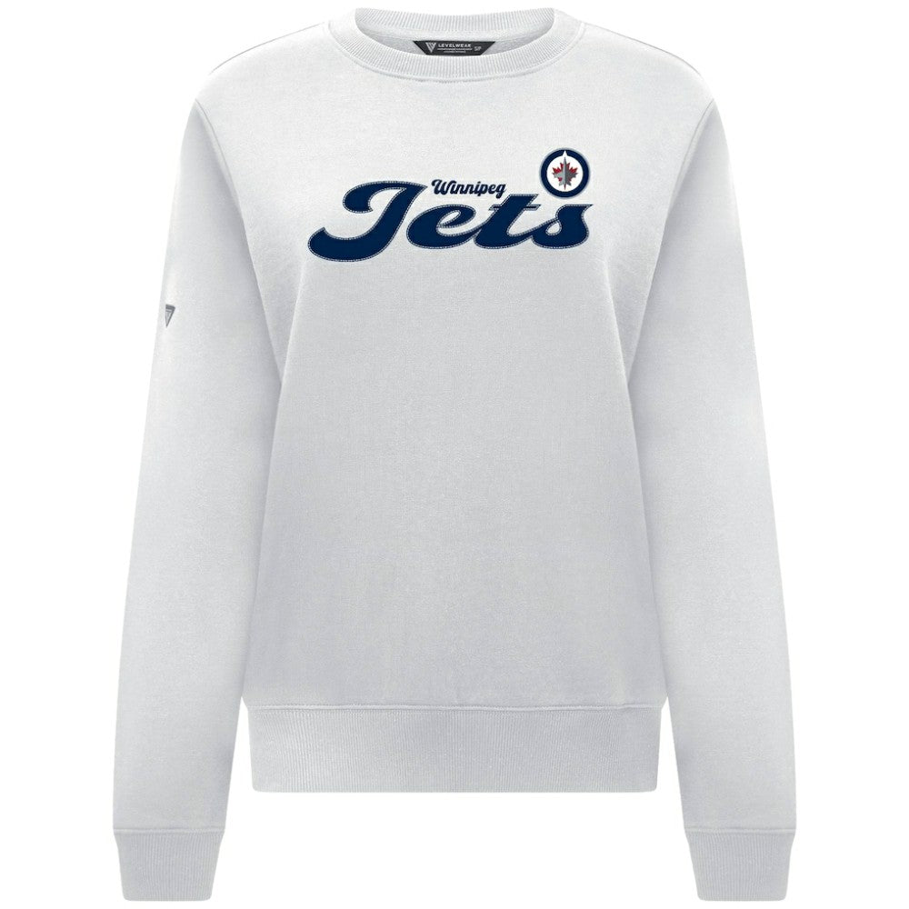 Winnipeg Jets Levelwear Women's Yvette Big Script Tri-Blend Sweatshirt - White Sweatshirts