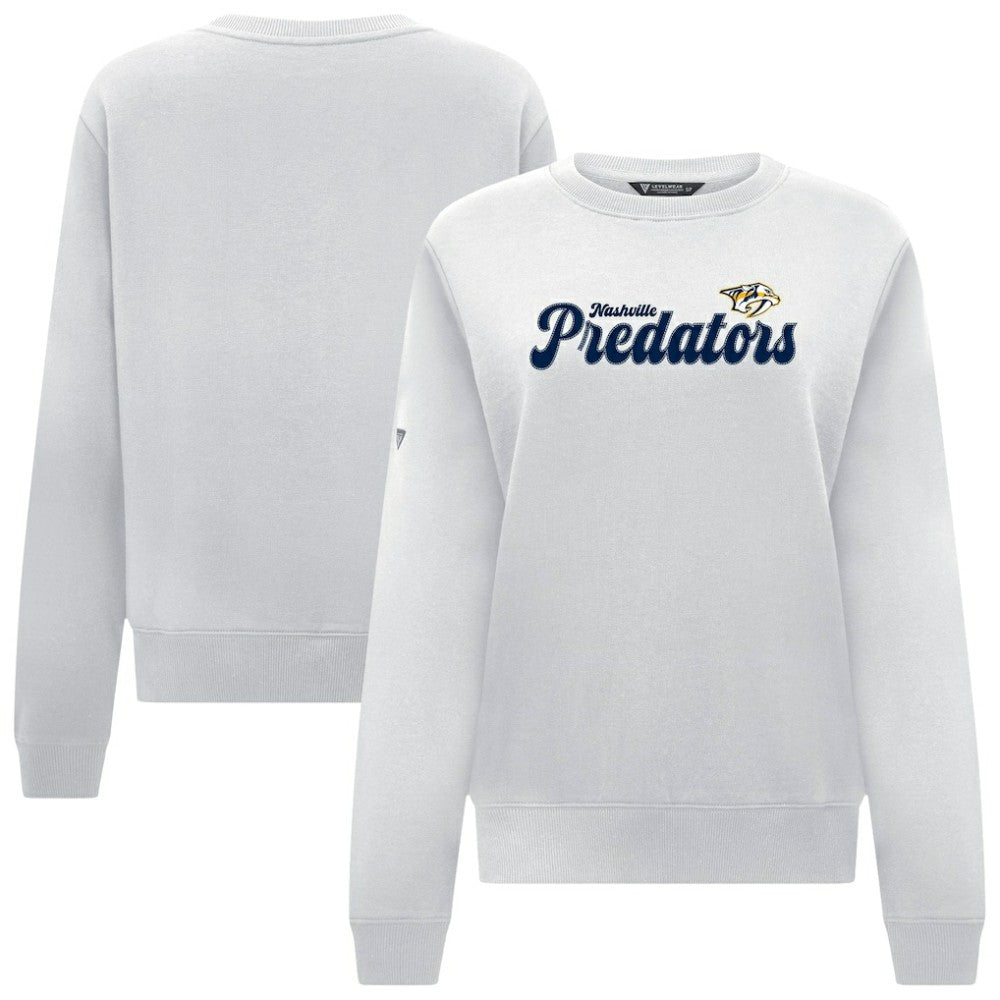 Nashville Predators Levelwear Women's Yvette Big Script Tri-Blend Sweatshirt - White Sweatshirts