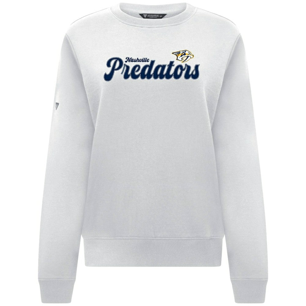 Nashville Predators Levelwear Women's Yvette Big Script Tri-Blend Sweatshirt - White Sweatshirts