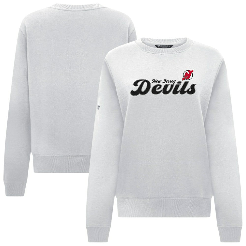 New Jersey Devils Levelwear Women's Yvette Big Script Tri-Blend Sweatshirt - White Sweatshirts