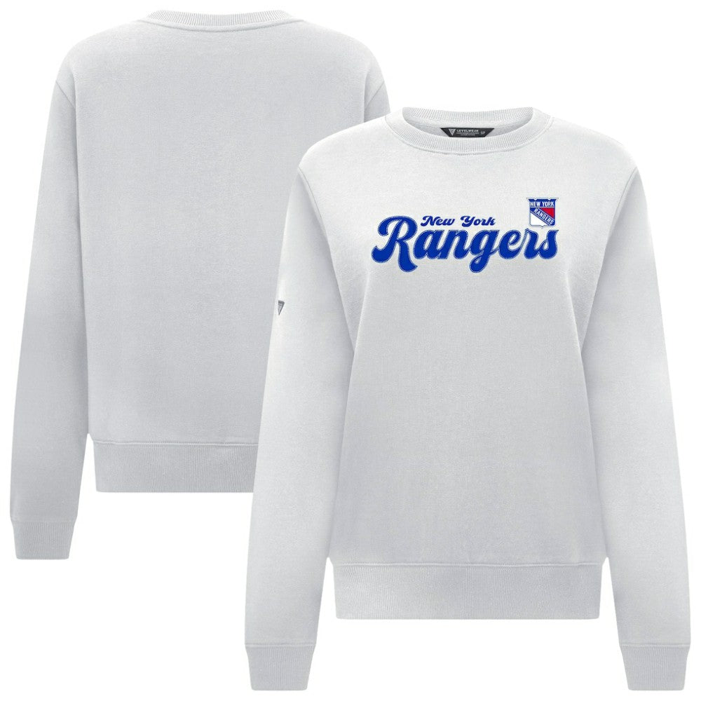 New York Rangers Levelwear Women's Yvette Big Script Tri-Blend Sweatshirt - White Sweatshirts