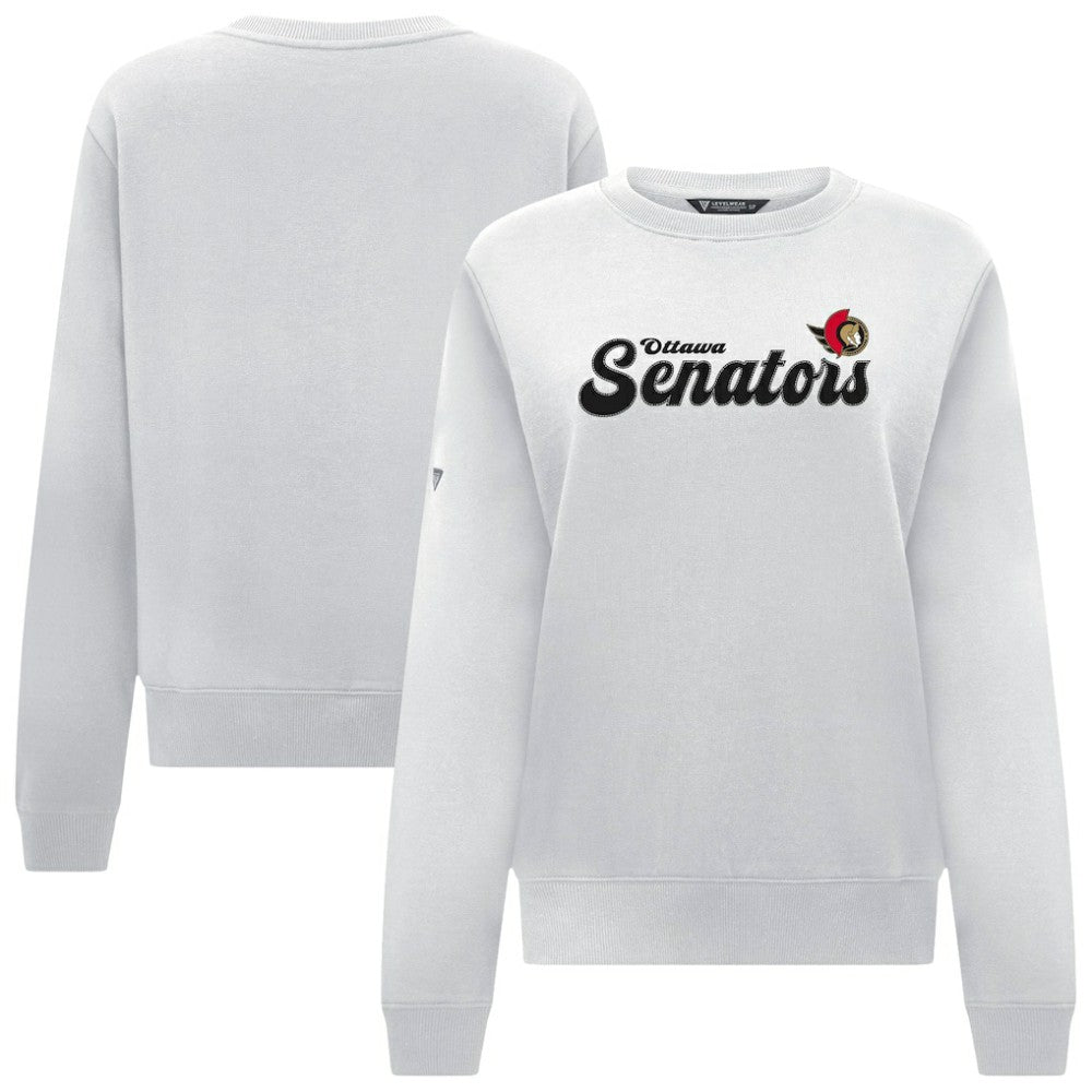 Ottawa Senators Levelwear Women's Yvette Big Script Tri-Blend Sweatshirt - White Sweatshirts