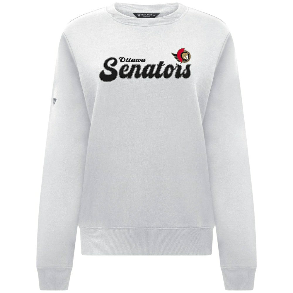 Ottawa Senators Levelwear Women's Yvette Big Script Tri-Blend Sweatshirt - White Sweatshirts