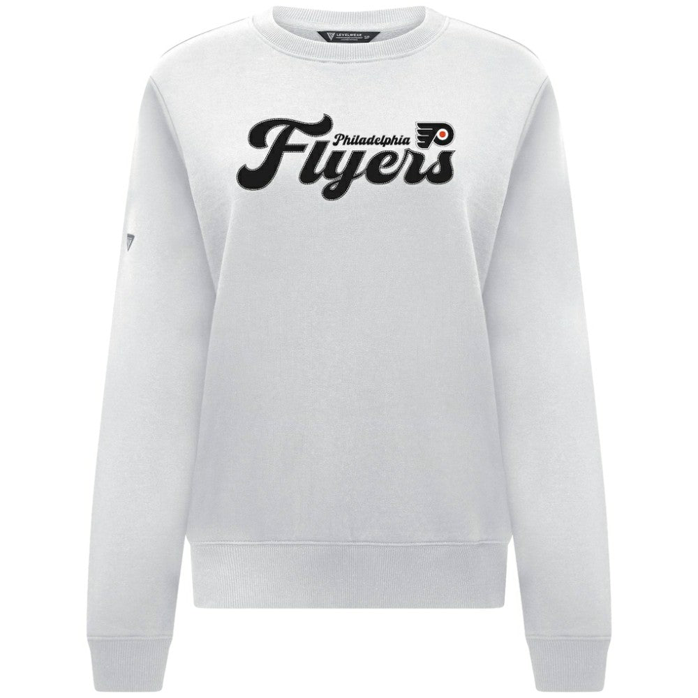 Philadelphia Flyers Levelwear Women's Yvette Big Script Tri-Blend Sweatshirt - White Sweatshirts