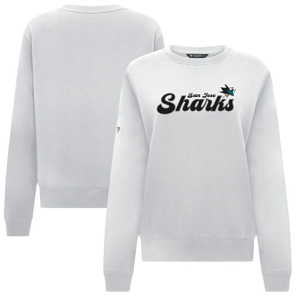 San Jose Sharks Levelwear Women's Yvette Big Script Tri-Blend Sweatshirt - White Sweatshirts