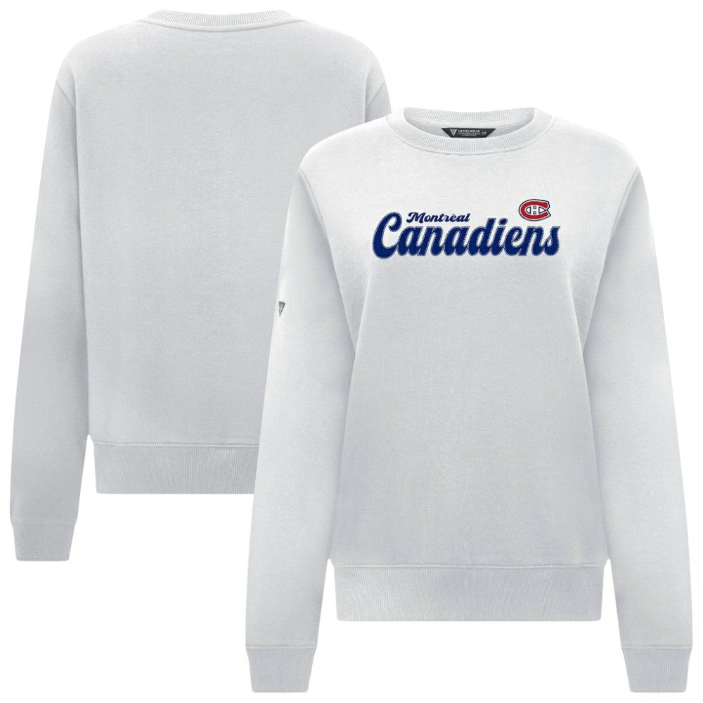 Montreal Canadiens Levelwear Women's Yvette Big Script Tri-Blend Sweatshirt - White Sweatshirts