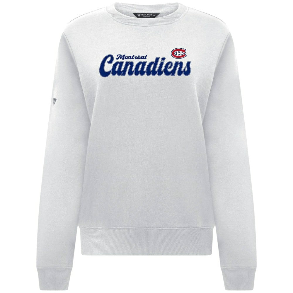 Montreal Canadiens Levelwear Women's Yvette Big Script Tri-Blend Sweatshirt - White Sweatshirts