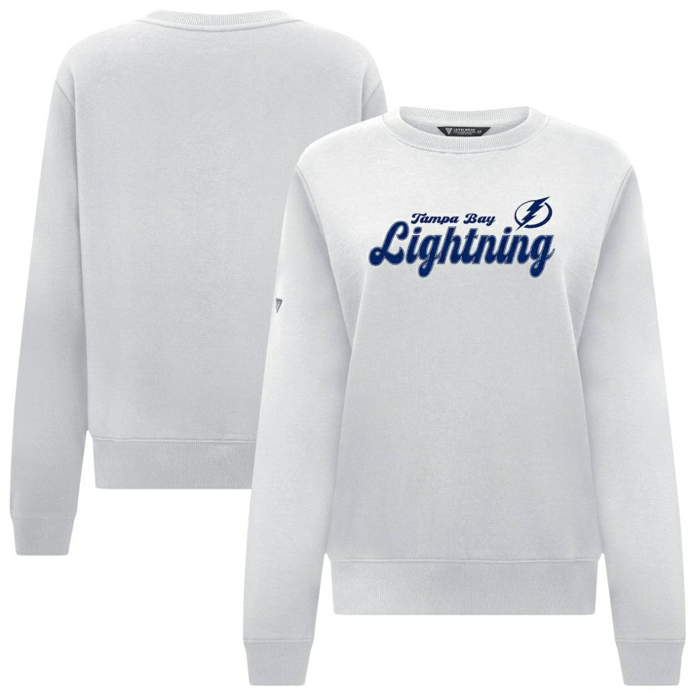 Tampa Bay Lightning Levelwear Women's Yvette Big Script Tri-Blend Sweatshirt - White Sweatshirts