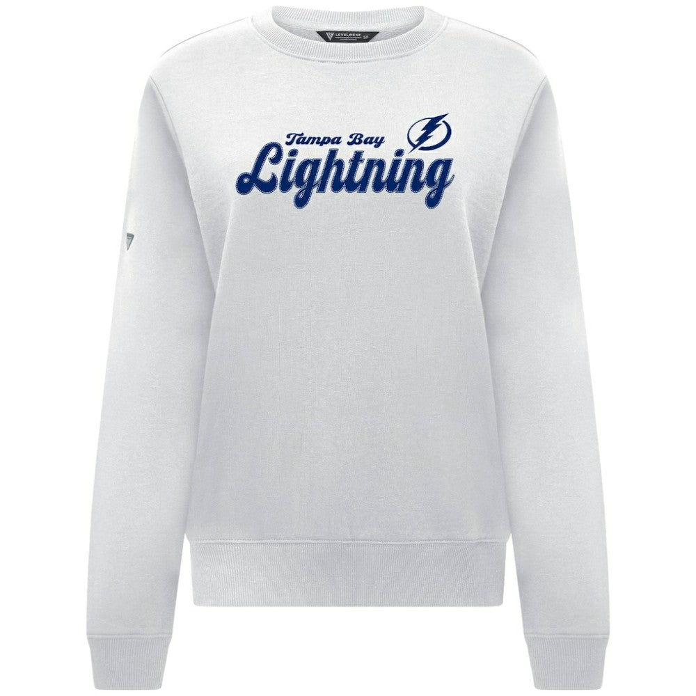 Tampa Bay Lightning Levelwear Women's Yvette Big Script Tri-Blend Sweatshirt - White Sweatshirts