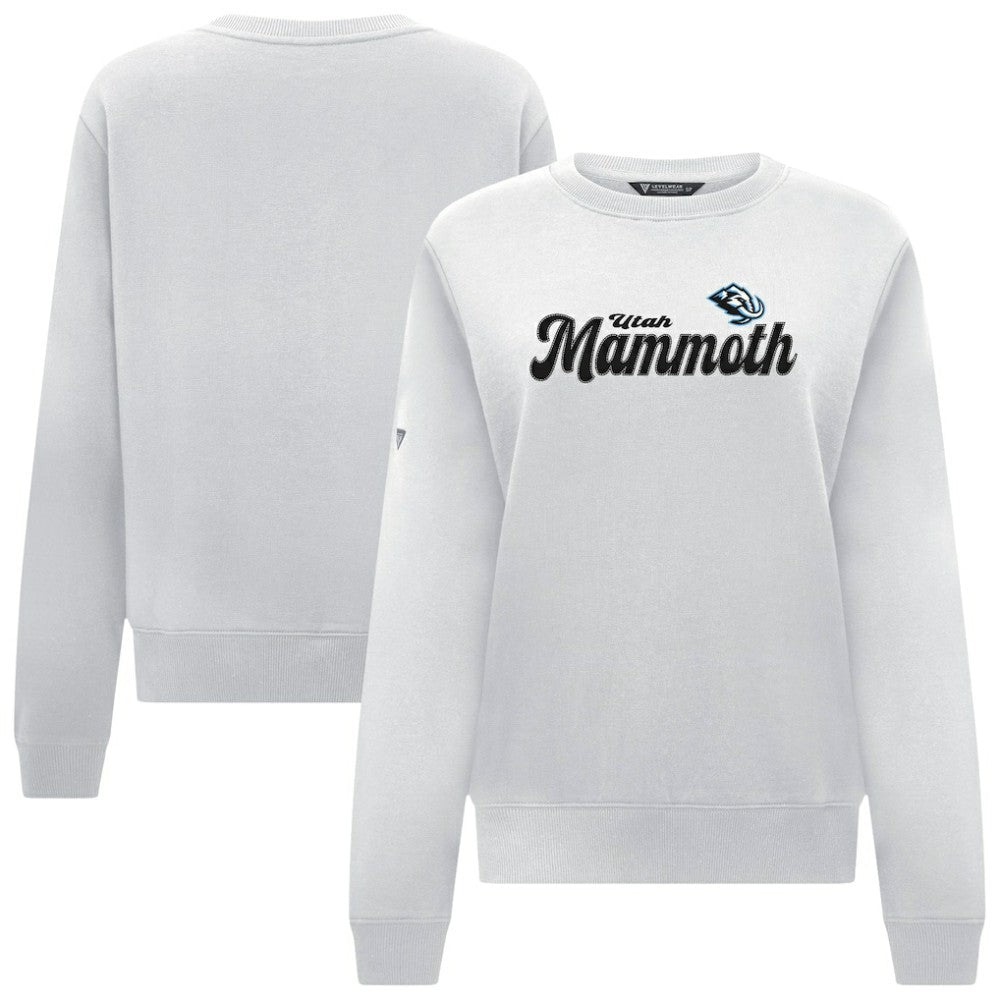 Utah Mammoth Levelwear Women's Yvette Big Script Tri-Blend Sweatshirt - White Sweatshirts