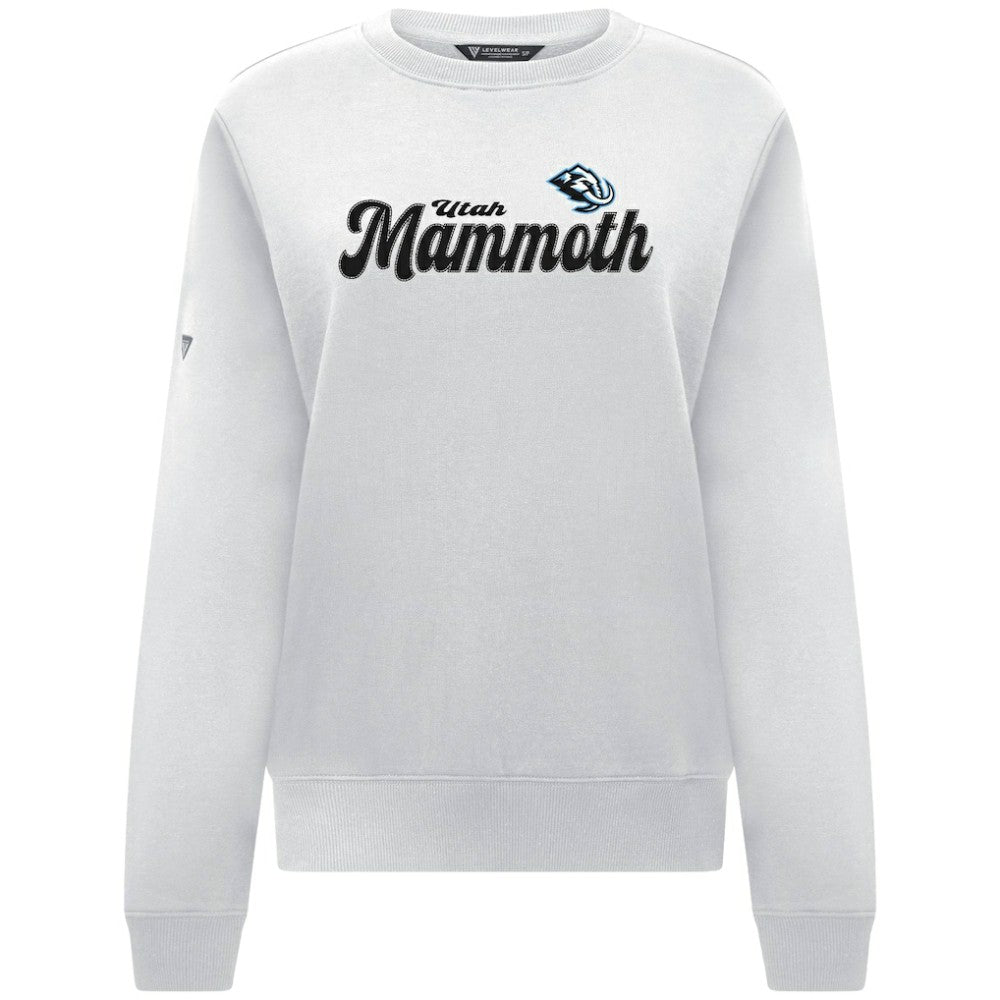 Utah Mammoth Levelwear Women's Yvette Big Script Tri-Blend Sweatshirt - White Sweatshirts