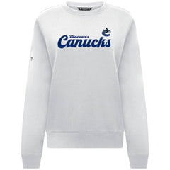 Vancouver Canucks Levelwear Women's Yvette Big Script Tri-Blend Sweatshirt - White Sweatshirts