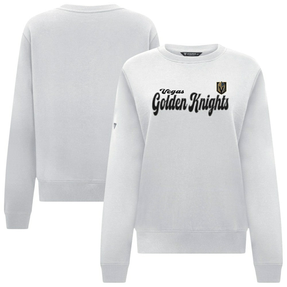 Vegas Golden Knights Levelwear Women's Yvette Big Script Tri-Blend Sweatshirt - White Sweatshirts