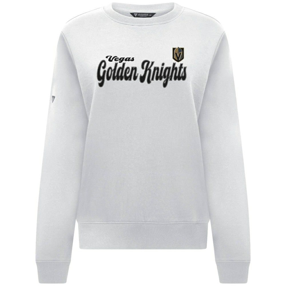 Vegas Golden Knights Levelwear Women's Yvette Big Script Tri-Blend Sweatshirt - White Sweatshirts