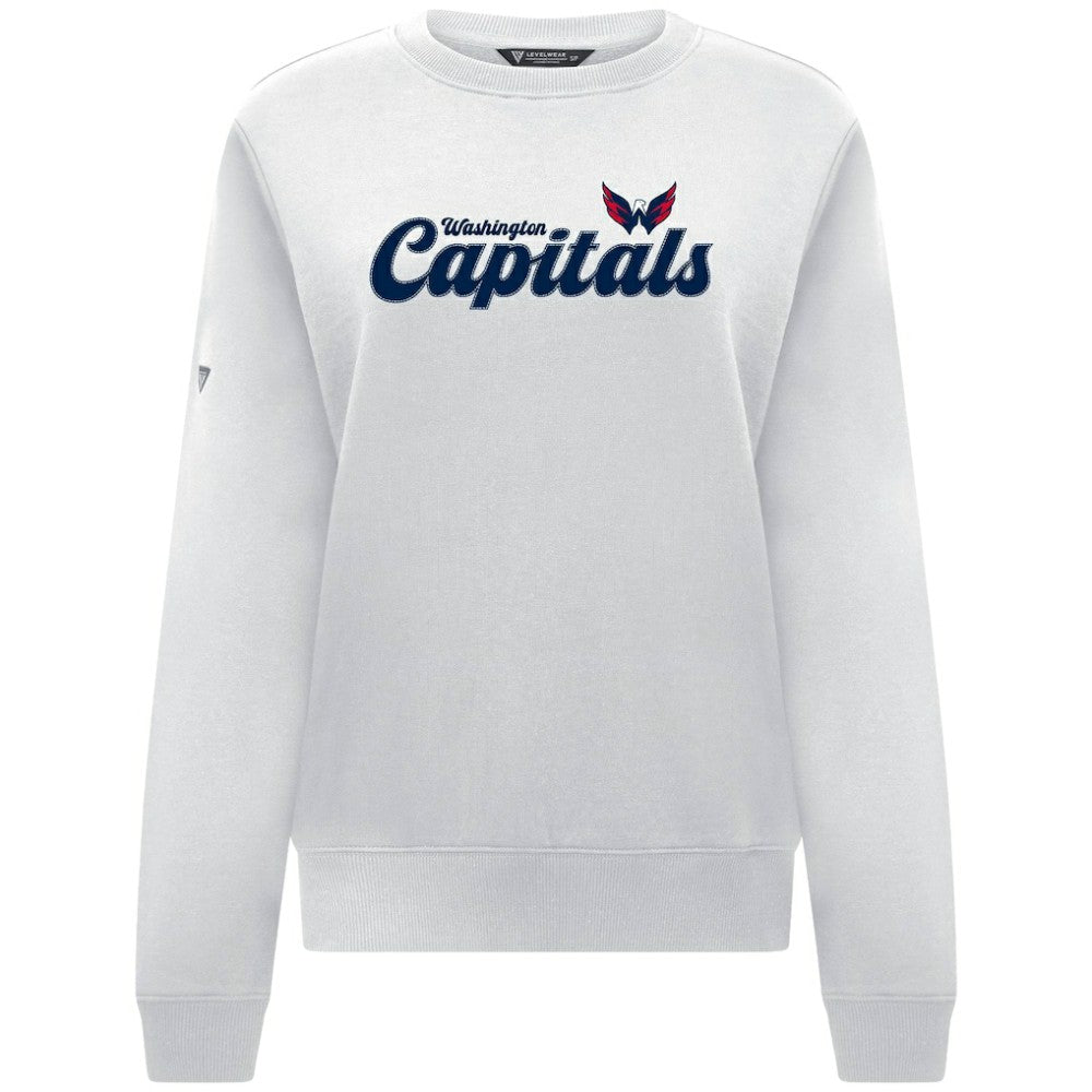 Washington Capitals Levelwear Women's Yvette Big Script Tri-Blend Sweatshirt - White Sweatshirts
