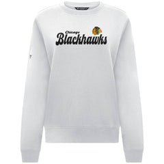 Chicago Blackhawks Levelwear Women's Yvette Big Script Tri-Blend Sweatshirt - White Sweatshirts