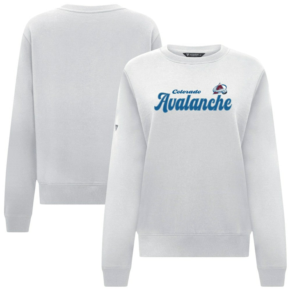 Colorado Avalanche Levelwear Women's Yvette Big Script Tri-Blend Sweatshirt - White Sweatshirts