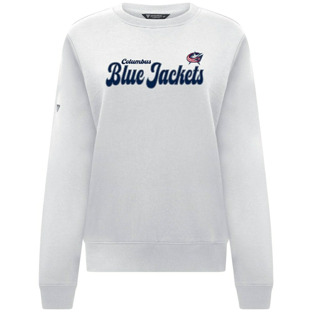 Columbus Blue Jackets Levelwear Women's Yvette Big Script Tri-Blend Sweatshirt - White Sweatshirts