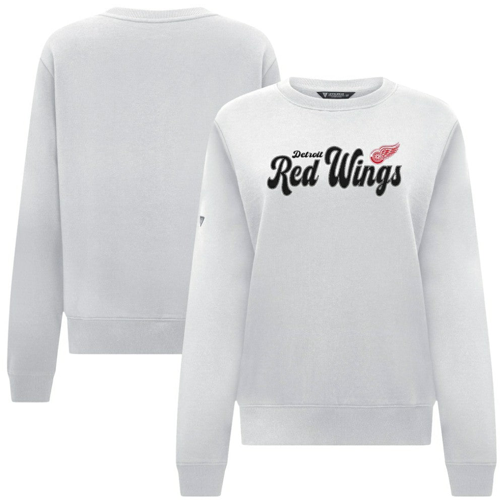Detroit Red Wings Levelwear Women's Yvette Big Script Tri-Blend Sweatshirt - White Sweatshirts