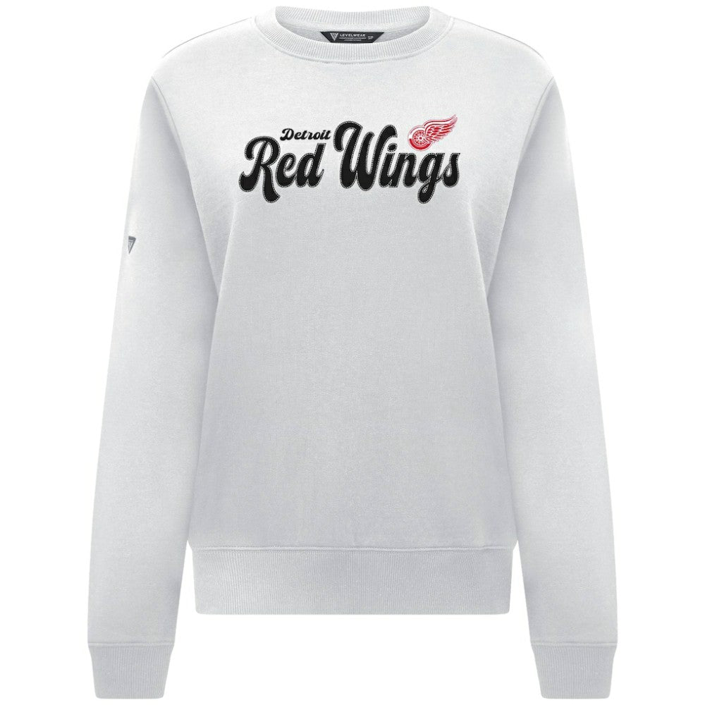 Detroit Red Wings Levelwear Women's Yvette Big Script Tri-Blend Sweatshirt - White Sweatshirts