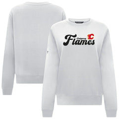 Calgary Flames Levelwear Women's Yvette Big Script Tri-Blend Sweatshirt - White Sweatshirts
