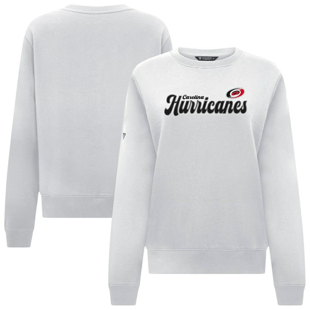 Carolina Hurricanes Levelwear Women's Yvette Big Script Tri-Blend Sweatshirt - White Sweatshirts