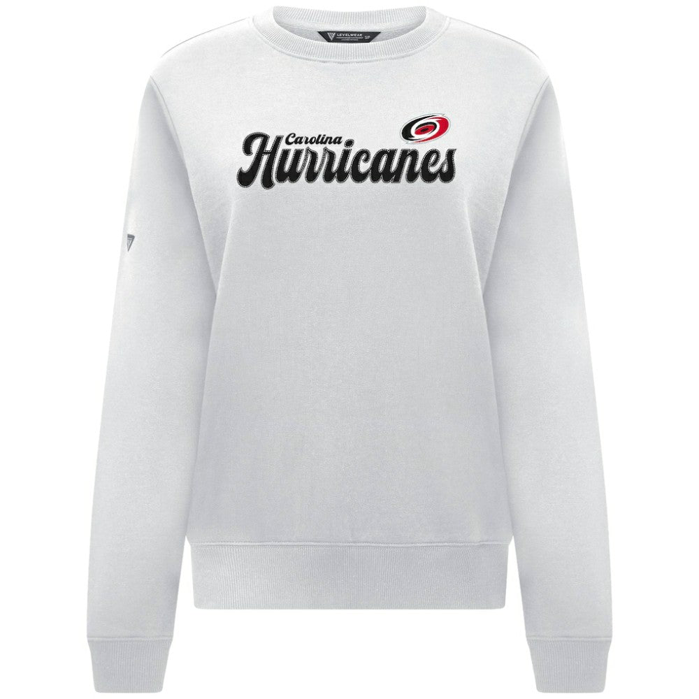 Carolina Hurricanes Levelwear Women's Yvette Big Script Tri-Blend Sweatshirt - White Sweatshirts