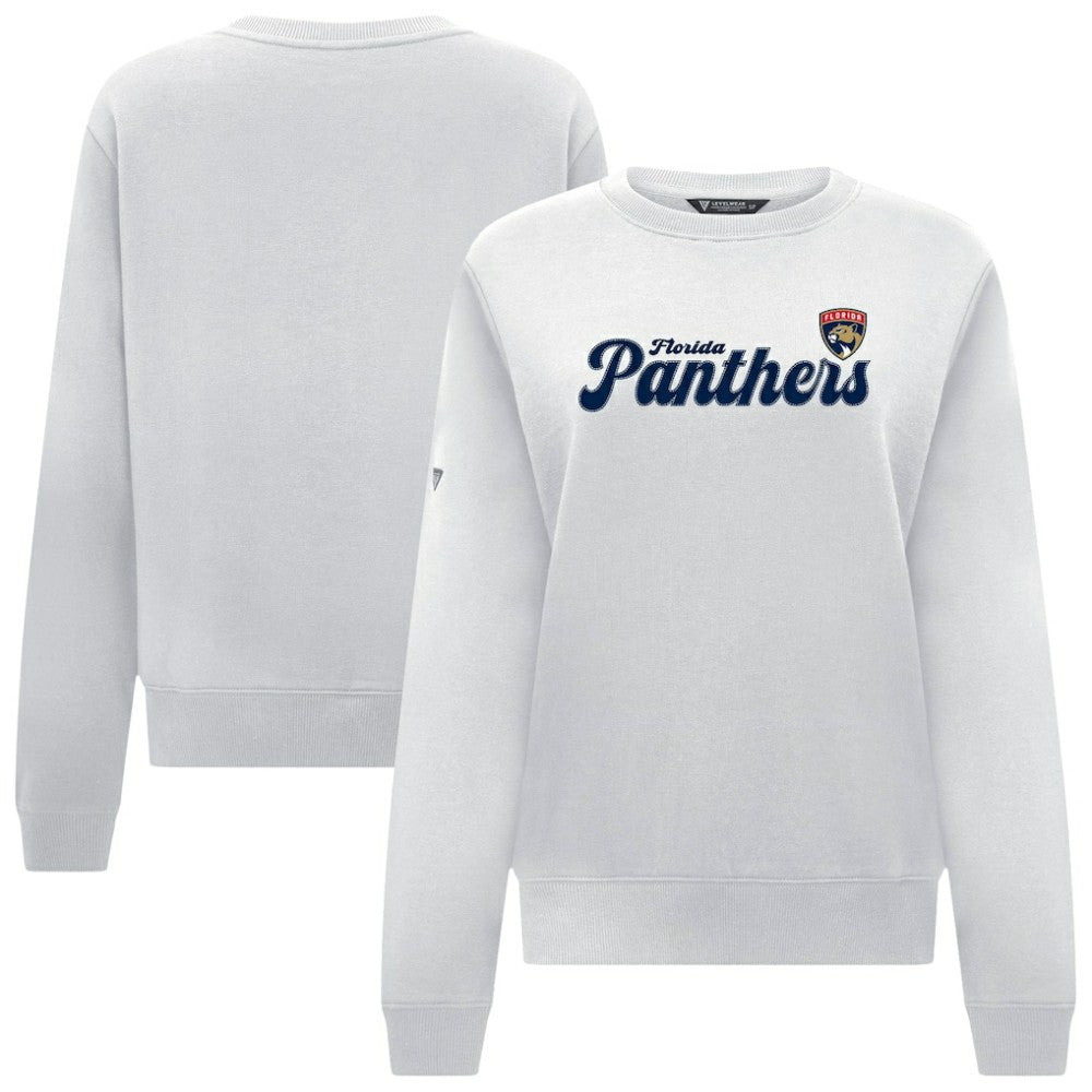 Florida Panthers Levelwear Women's Yvette Big Script Tri-Blend Sweatshirt - White Sweatshirts