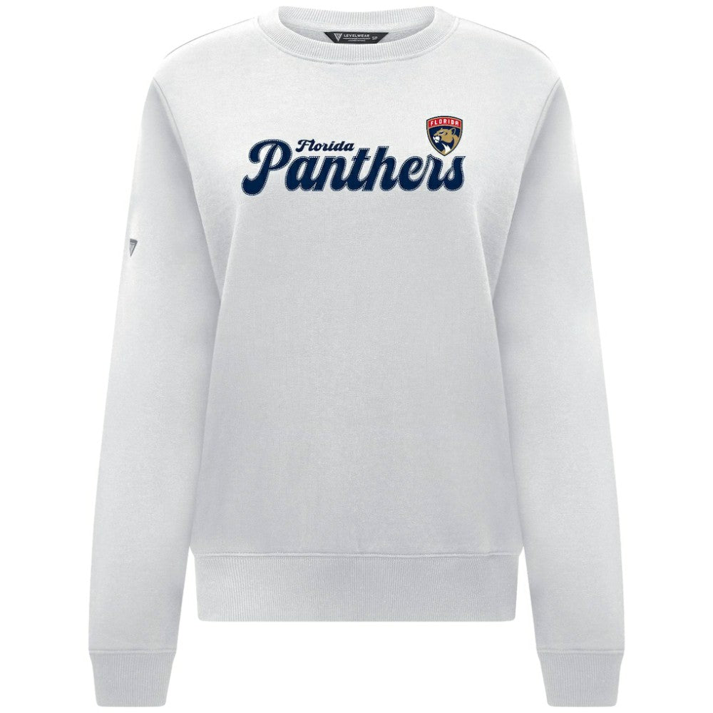 Florida Panthers Levelwear Women's Yvette Big Script Tri-Blend Sweatshirt - White Sweatshirts