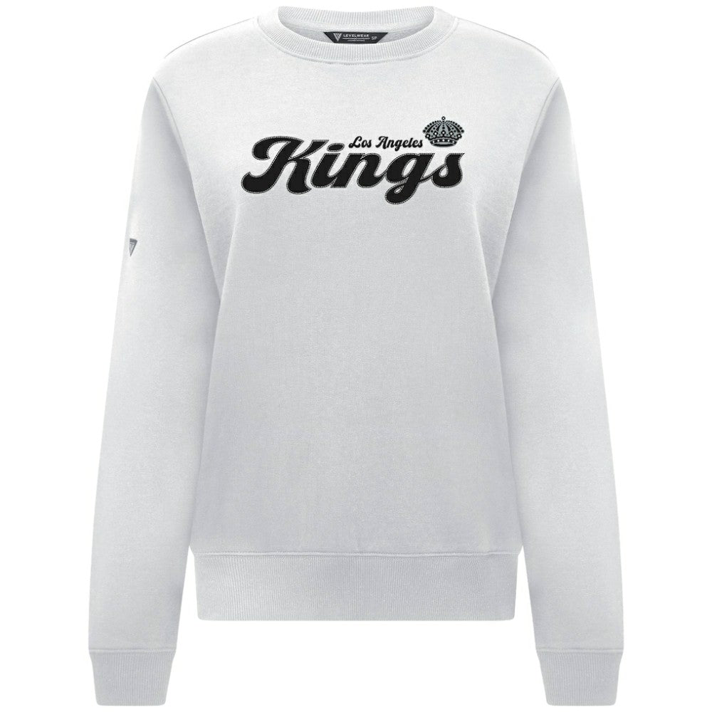 Los Angeles Kings Levelwear Women's Yvette Big Script Tri-Blend Sweatshirt - White Sweatshirts