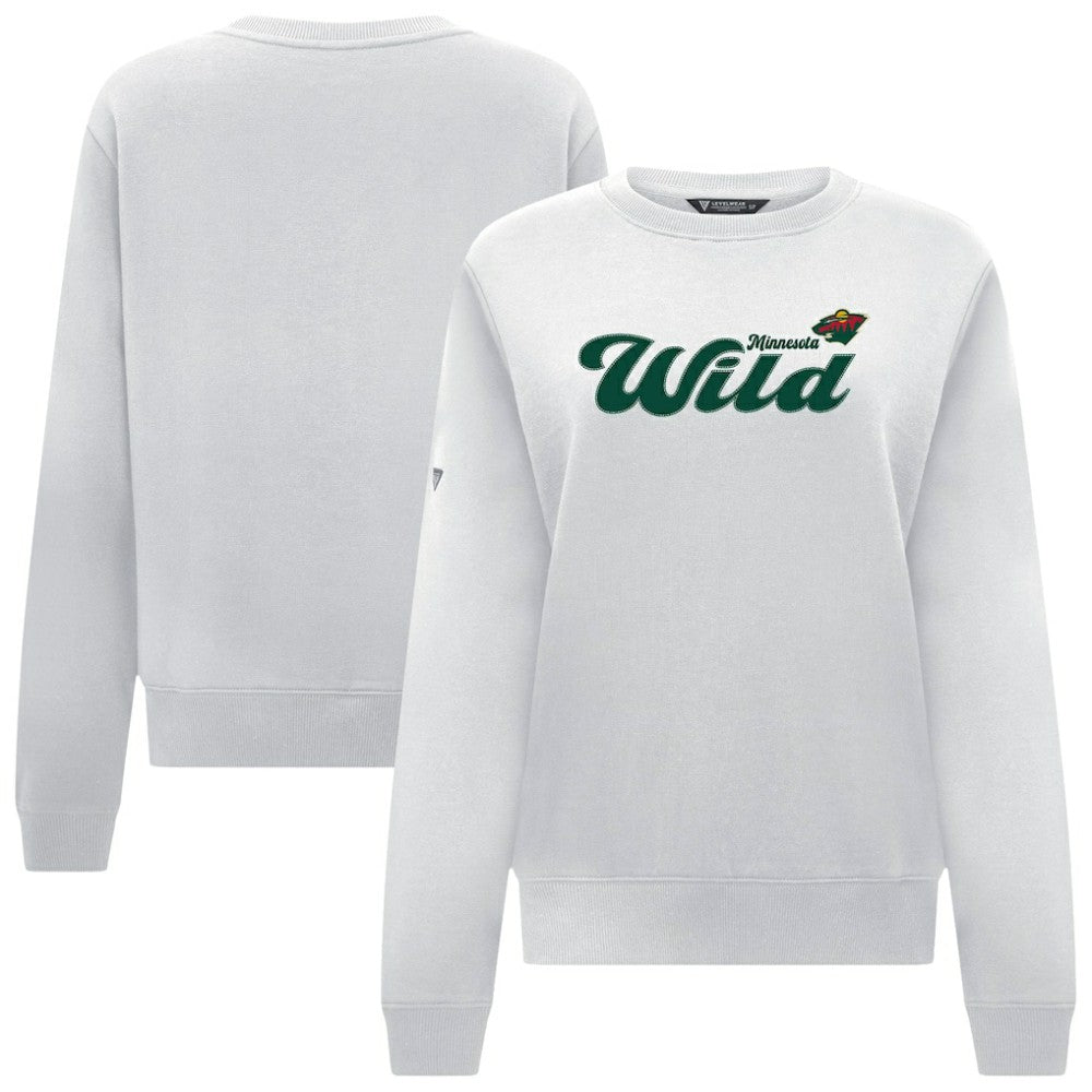 Minnesota Wild Levelwear Women's Yvette Big Script Tri-Blend Sweatshirt - White Sweatshirts
