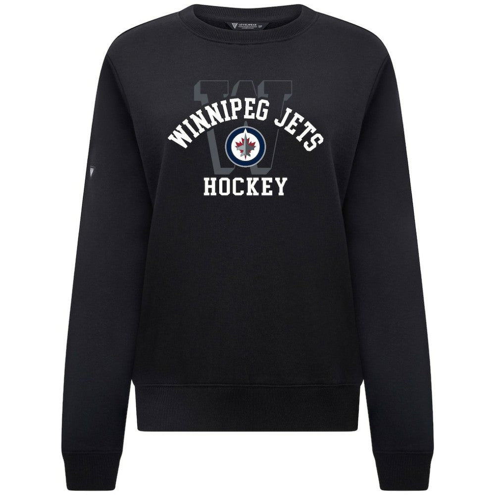 Winnipeg Jets Levelwear Women's Yvette Limelight Big Letter Sweatshirt - Black Sweatshirts