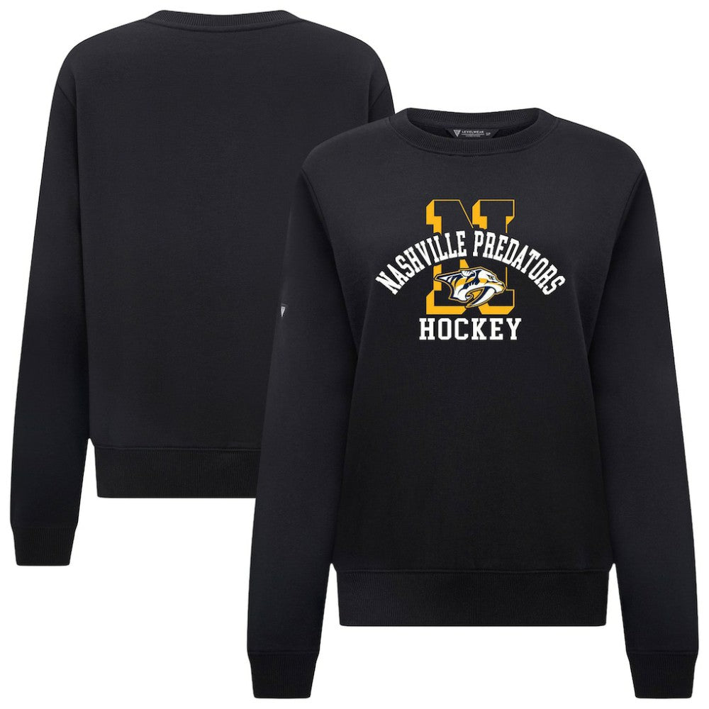 Nashville Predators Levelwear Women's Yvette Limelight Big Letter Sweatshirt - Black Sweatshirts