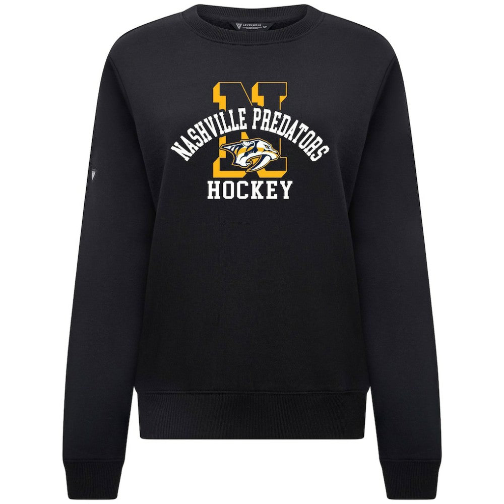 Nashville Predators Levelwear Women's Yvette Limelight Big Letter Sweatshirt - Black Sweatshirts