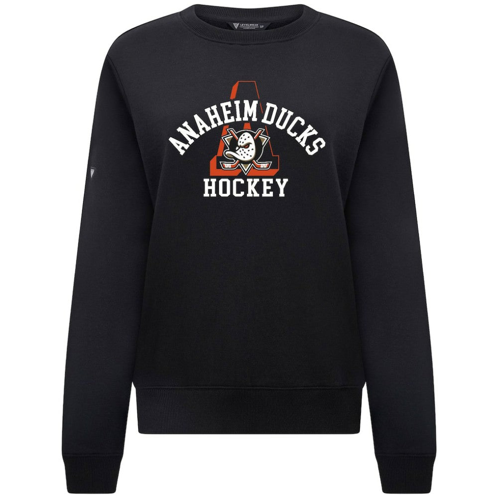 Anaheim Ducks Levelwear Women's Yvette Limelight Big Letter Sweatshirt - Black Sweatshirts