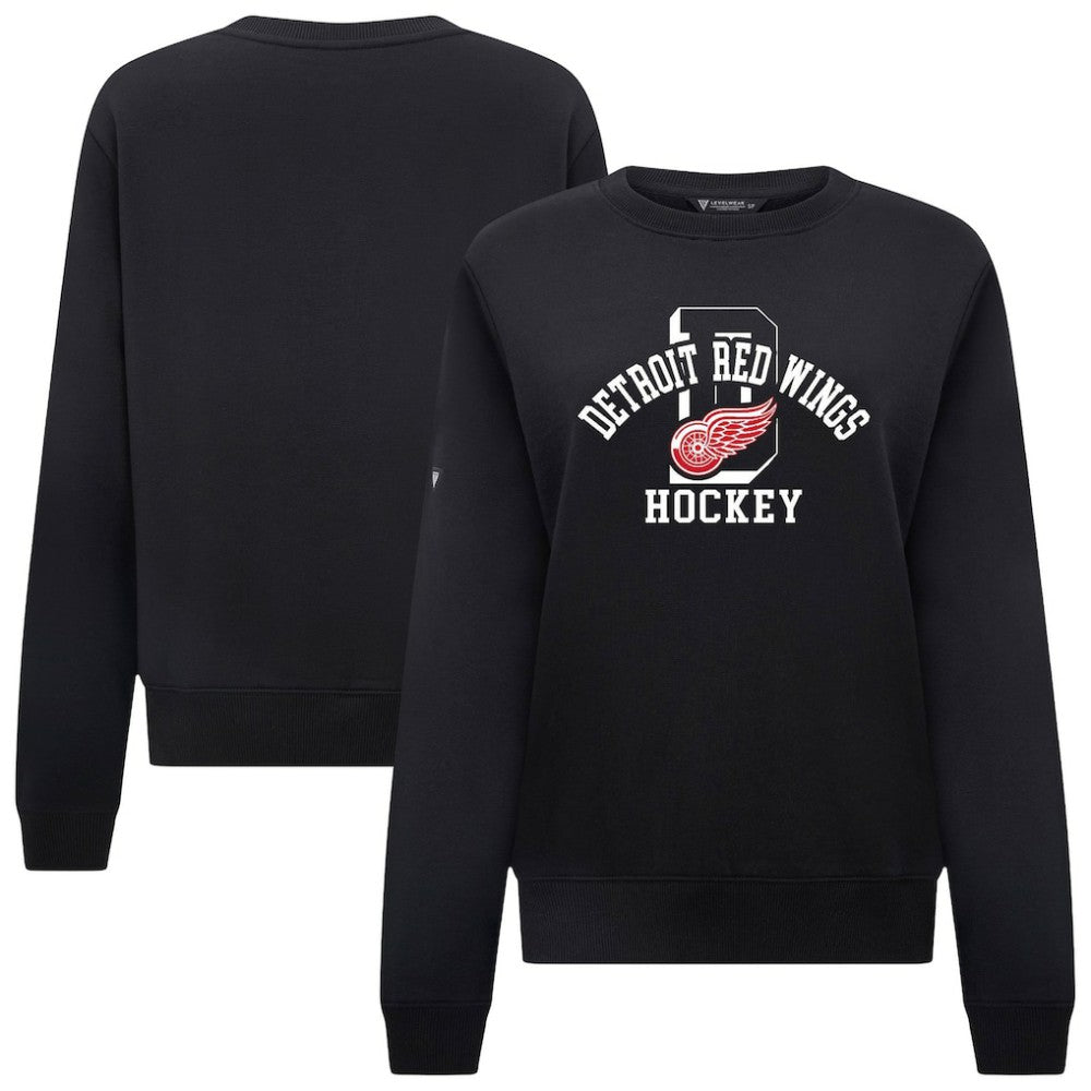 Detroit Red Wings Levelwear Women's Yvette Limelight Big Letter Sweatshirt - Black Sweatshirts