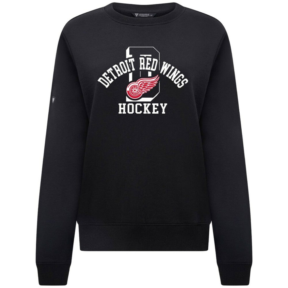 Detroit Red Wings Levelwear Women's Yvette Limelight Big Letter Sweatshirt - Black Sweatshirts