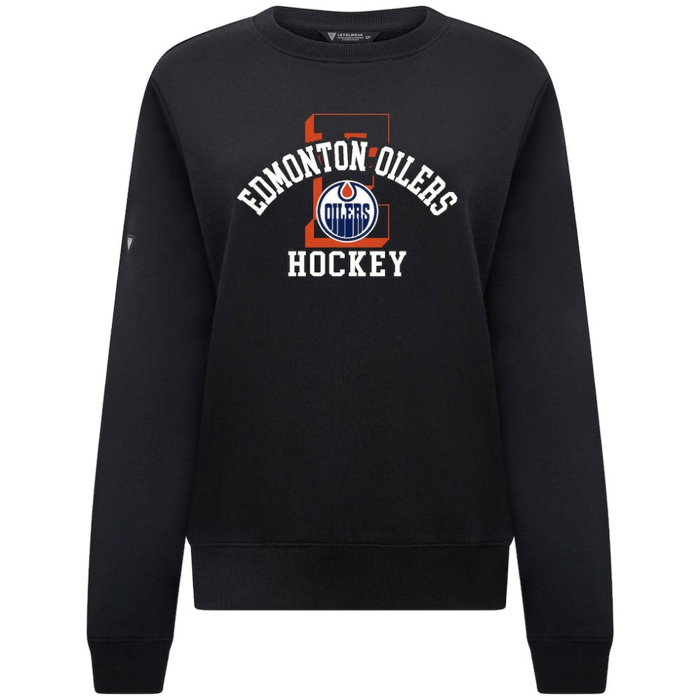 Edmonton Oilers Levelwear Women's Yvette Limelight Big Letter Sweatshirt - Black Sweatshirts