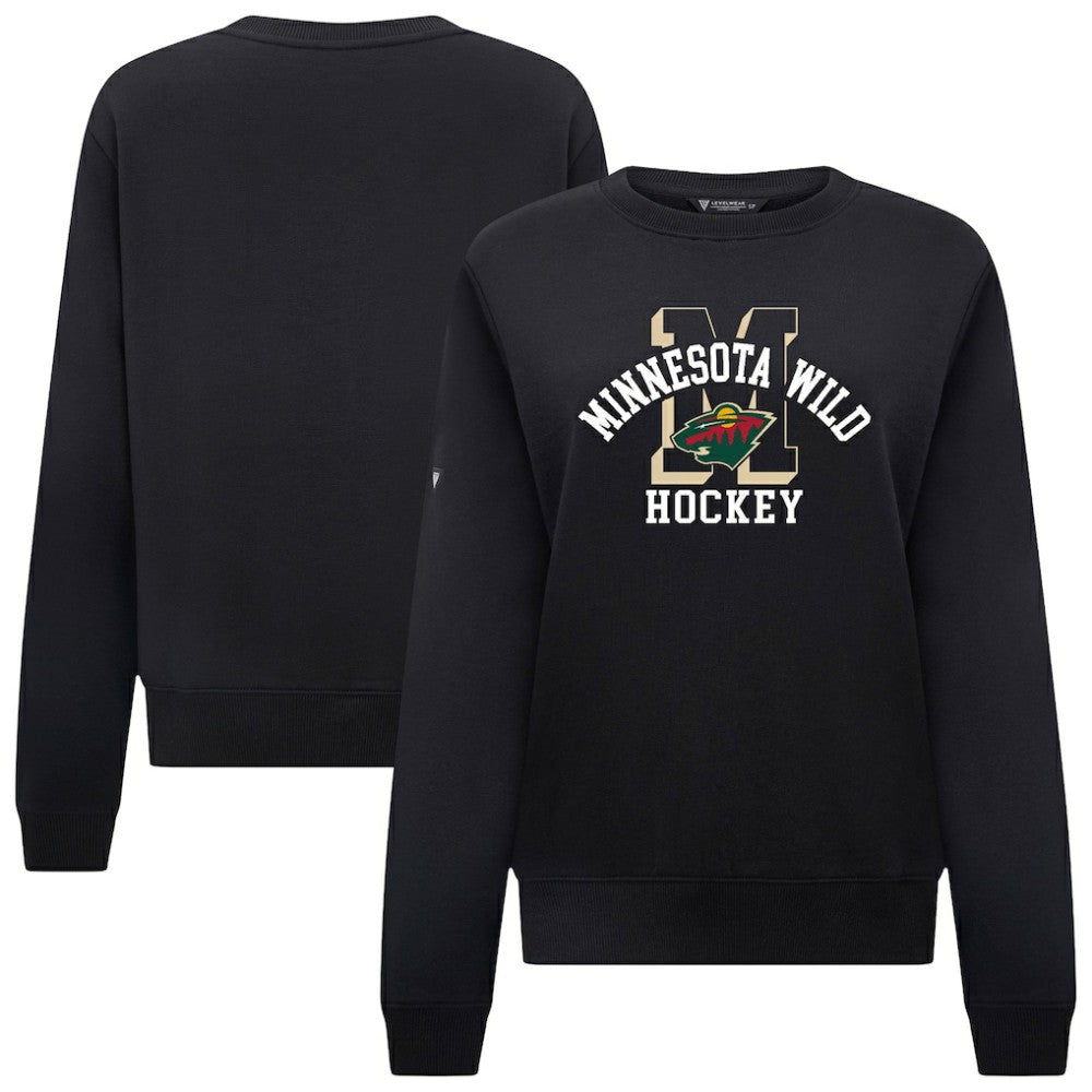 Minnesota Wild Levelwear Women's Yvette Limelight Big Letter Sweatshirt - Black Sweatshirts