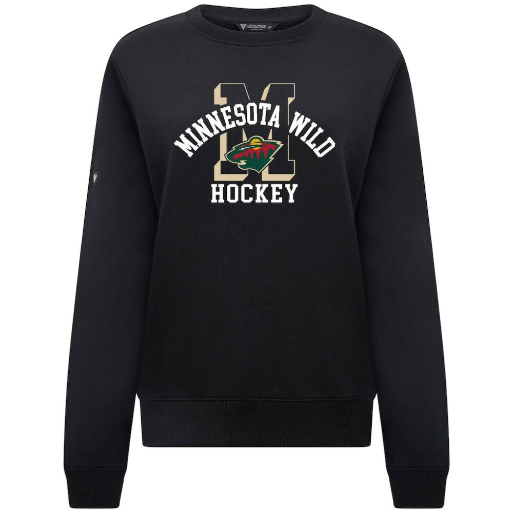 Minnesota Wild Levelwear Women's Yvette Limelight Big Letter Sweatshirt - Black Sweatshirts