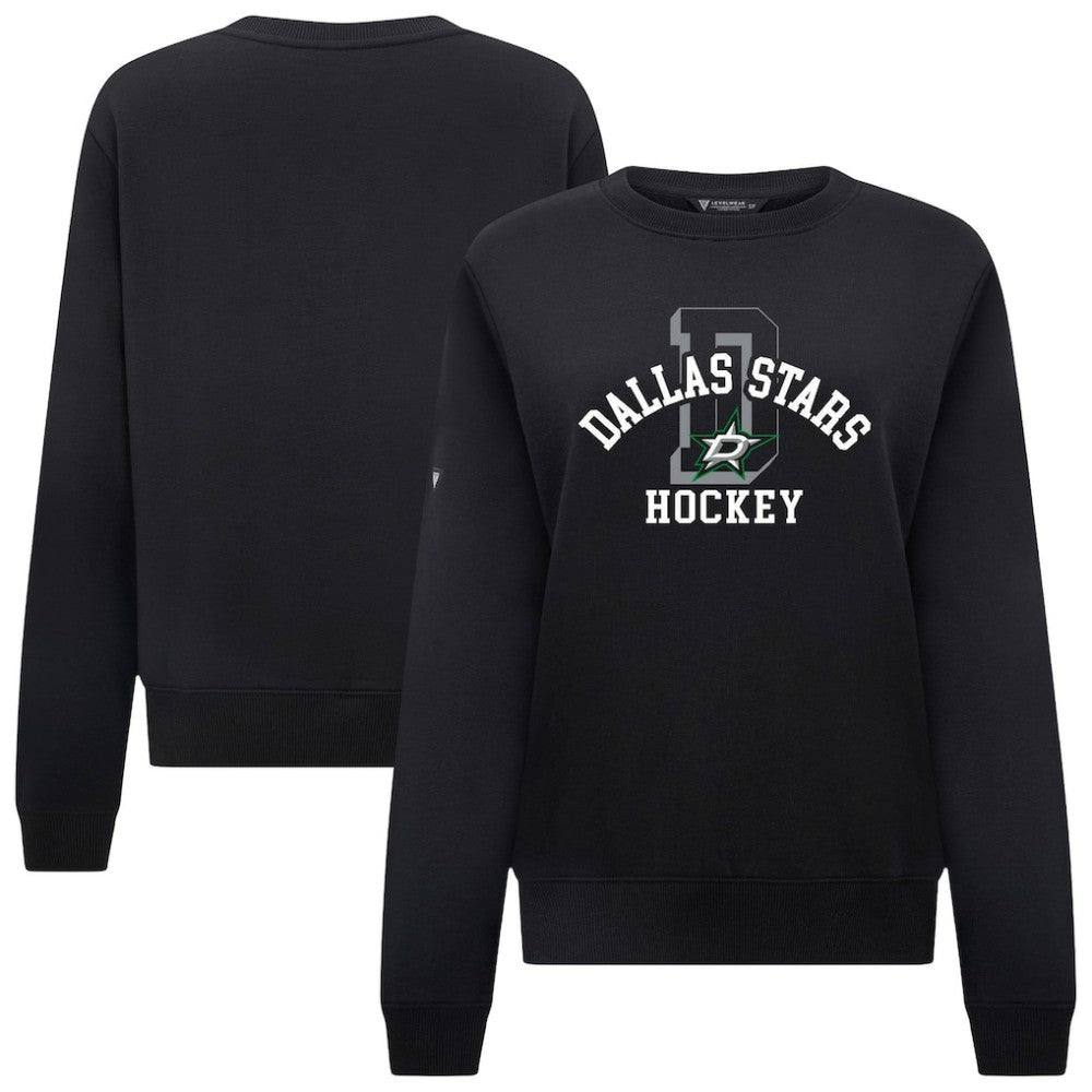 Dallas Stars Levelwear Women's Yvette Limelight Big Letter Sweatshirt - Black Sweatshirts