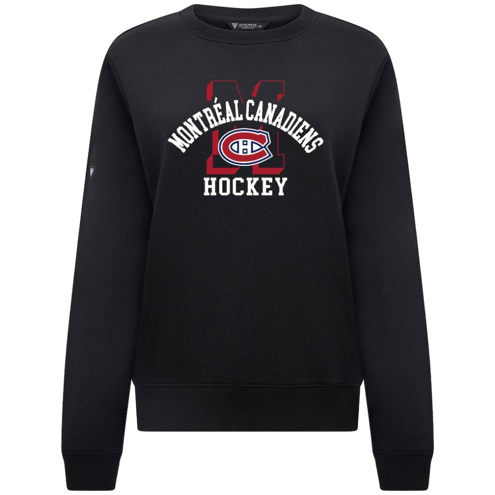 Montreal Canadiens Levelwear Women's Yvette Limelight Big Letter Sweatshirt - Black Sweatshirts