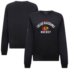 Chicago Blackhawks Levelwear Women's Yvette Limelight Big Letter Sweatshirt - Black Sweatshirts