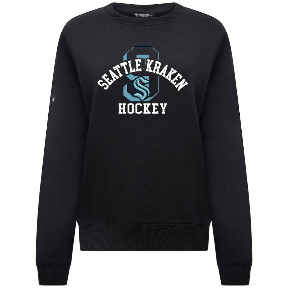 Seattle Kraken Levelwear Women's Yvette Limelight Big Letter Sweatshirt - Black Sweatshirts