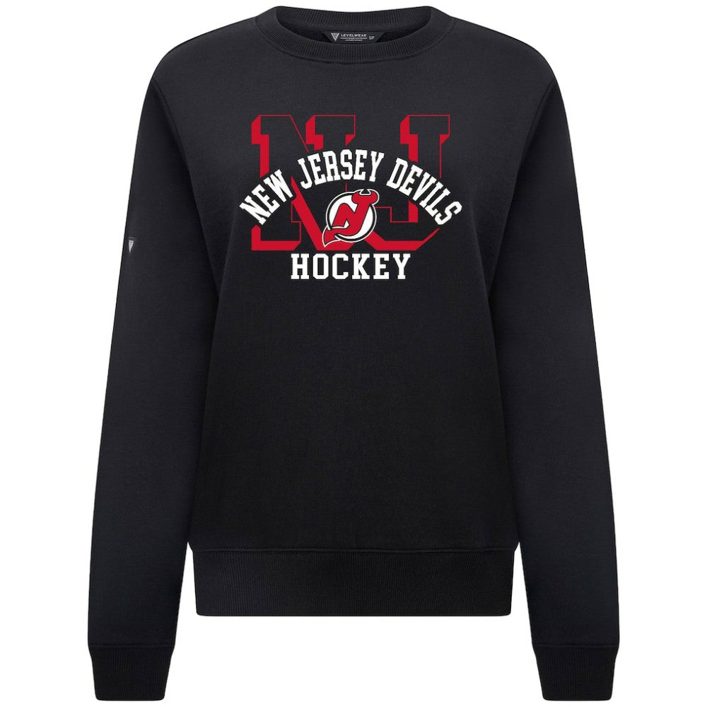New Jersey Devils Levelwear Women's Yvette Limelight Big Letter Sweatshirt - Black Sweatshirts