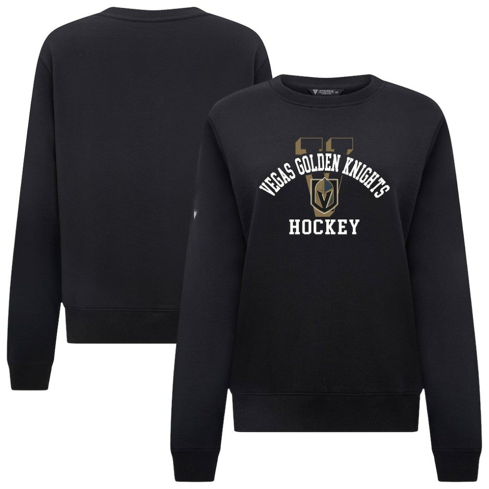 Vegas Golden Knights Levelwear Women's Yvette Limelight Big Letter Sweatshirt - Black Sweatshirts