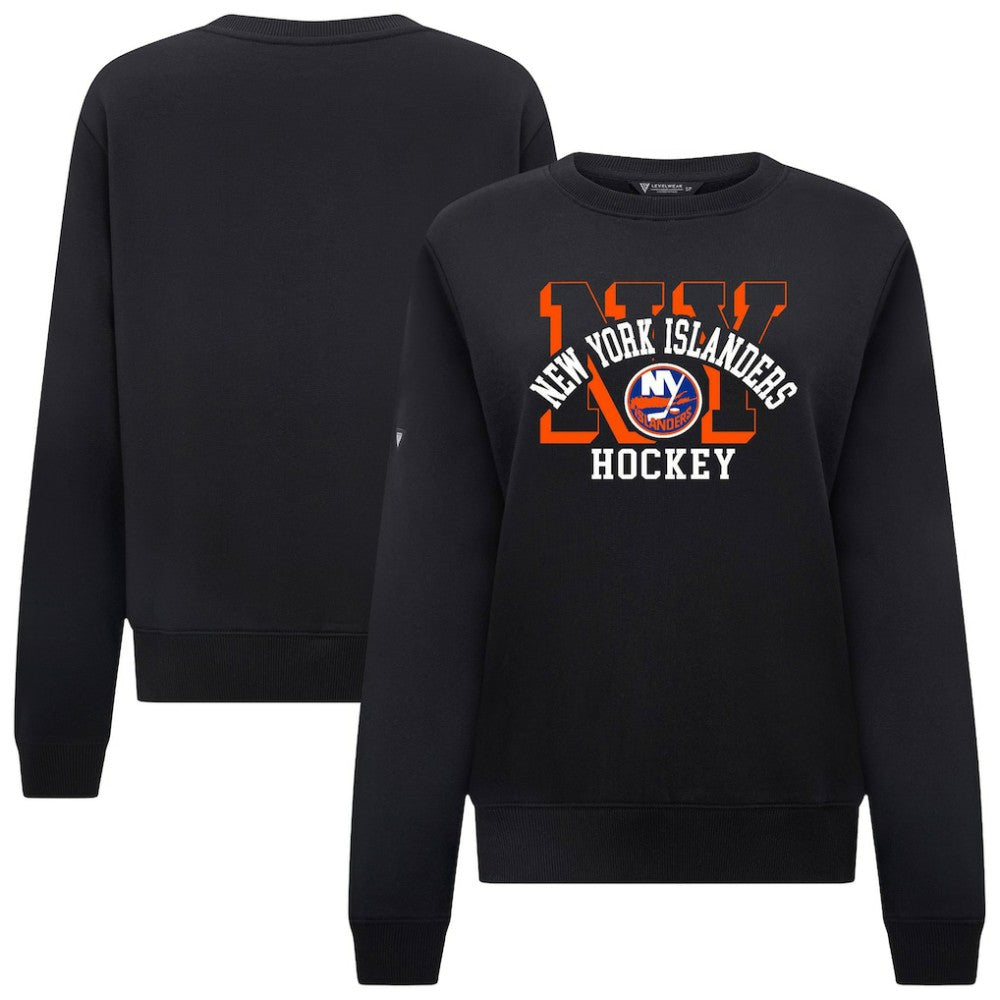 New York Islanders Levelwear Women's Yvette Limelight Big Letter Sweatshirt - Black Sweatshirts